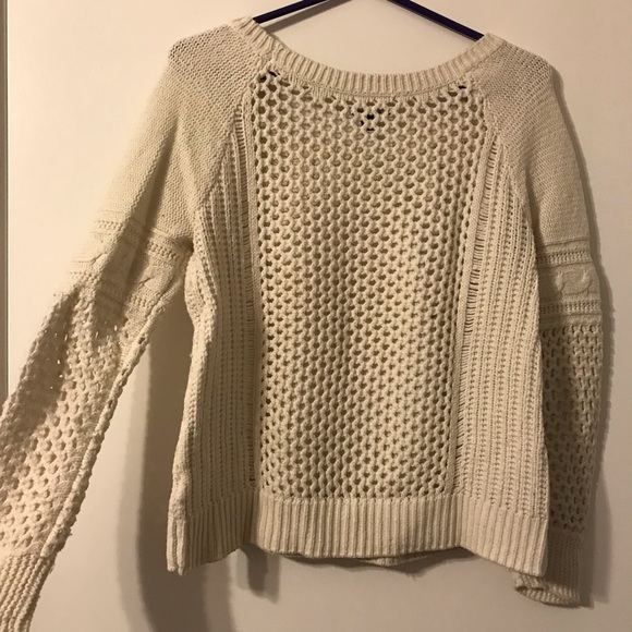 White, Textured, Open-Knit Back Sweater - Picture 2 of 2